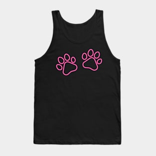 80s Retro Neon Sign Cat Paw Tank Top